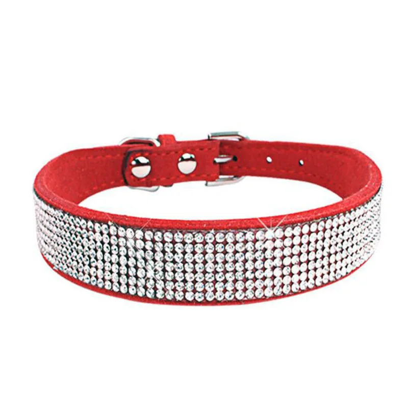 Bling Rhinestone Pet Collars Fashion Velvet Microfiber Dog Leash Multiple Rows Crystal Diamond Designer Dog Collar Pets Supplies