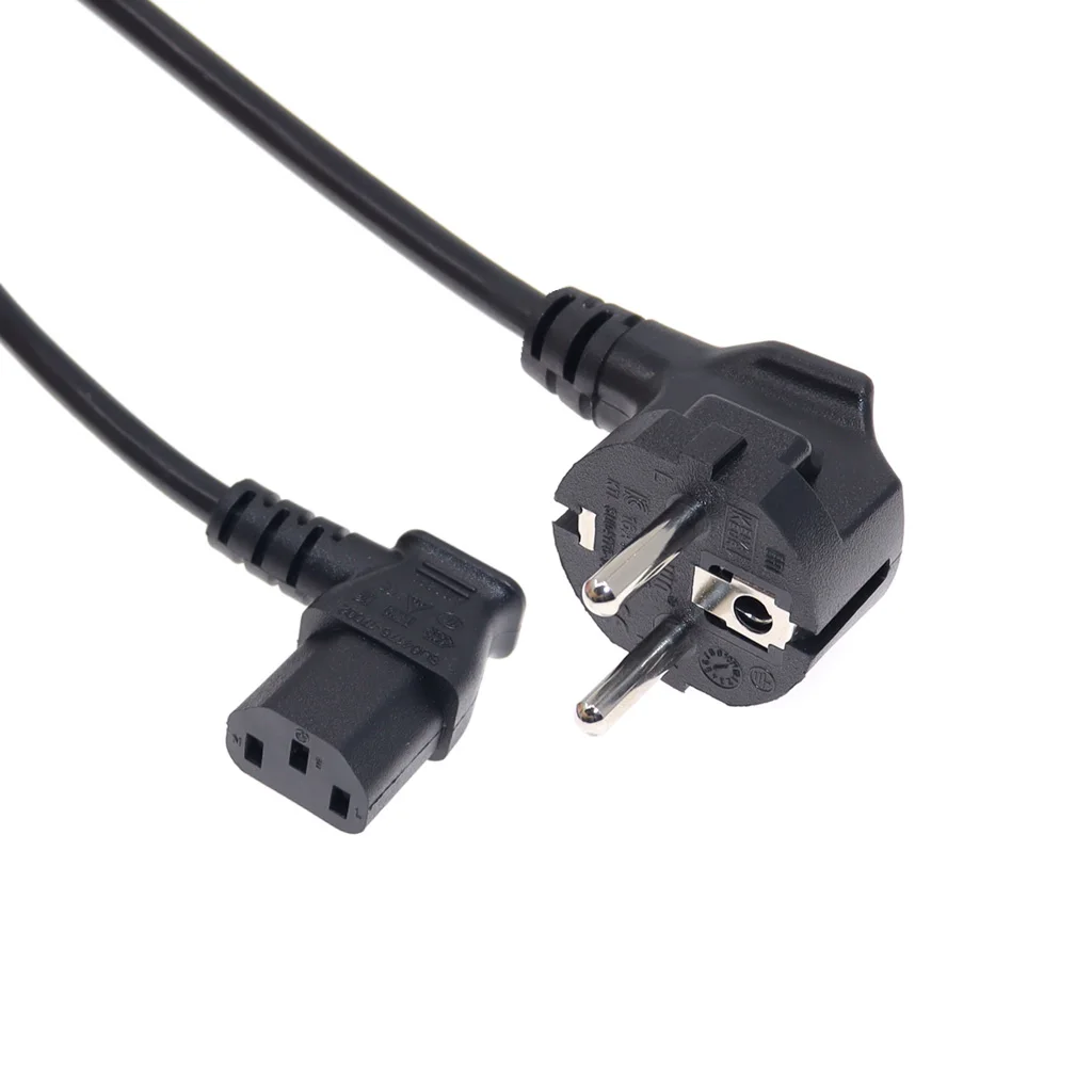 Angle C13 to European CEE7/7 Power Cords, 10A/16A, 250V, H05VV-F 0.75mm Cable ,Short Schuko to IEC C13 Power cord,1ft/30cm