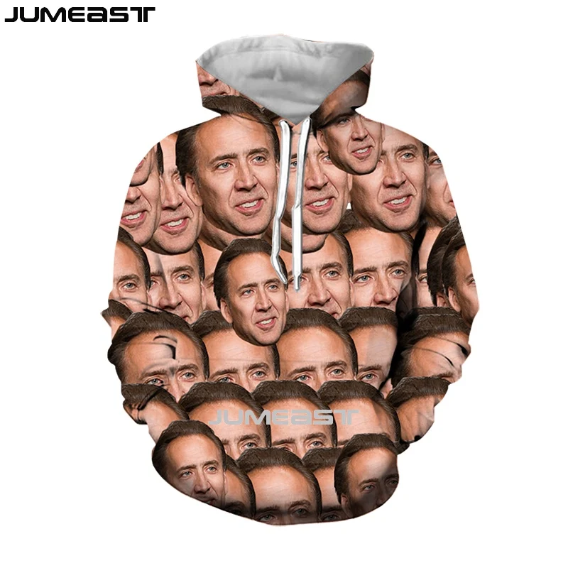 

Jumeast Men Women 3D Sweatshirt Nicolas Cage Face Oversized Coat Streetwear Harajuku Casual Pullover Funny Spring Autumn Hoodies