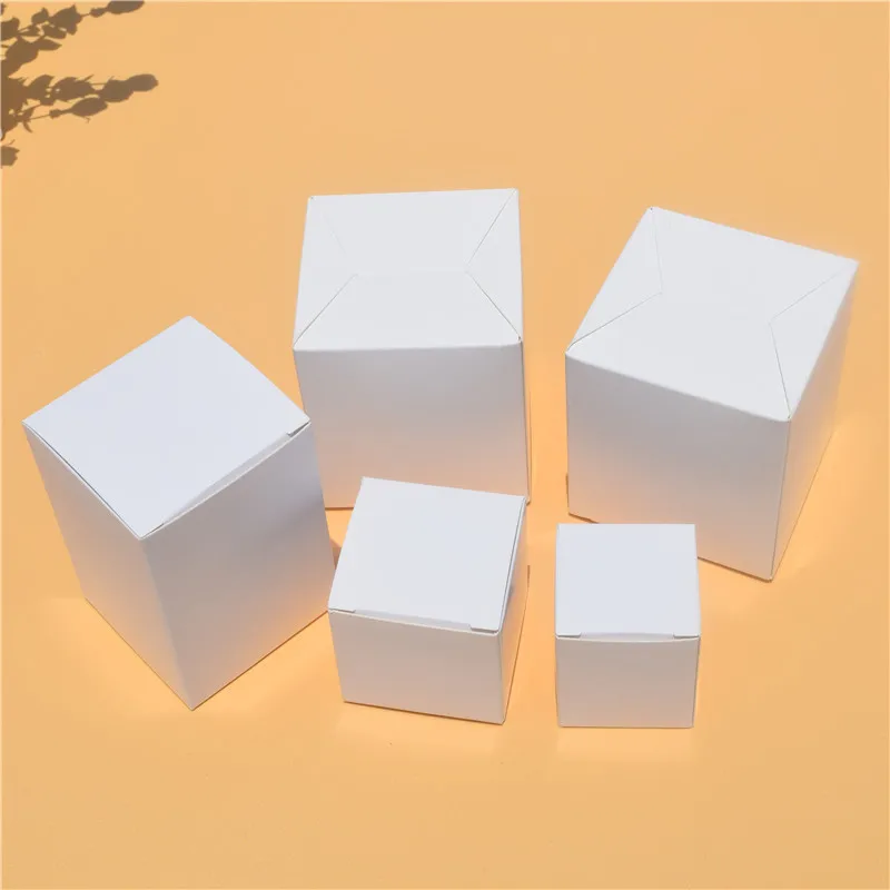 5Pcs/Lot Multi Sizes White Kraft Paper Box Small Gifts Packaging Box Carton Paperboard Wedding Party DIY Supply Packing Boxes