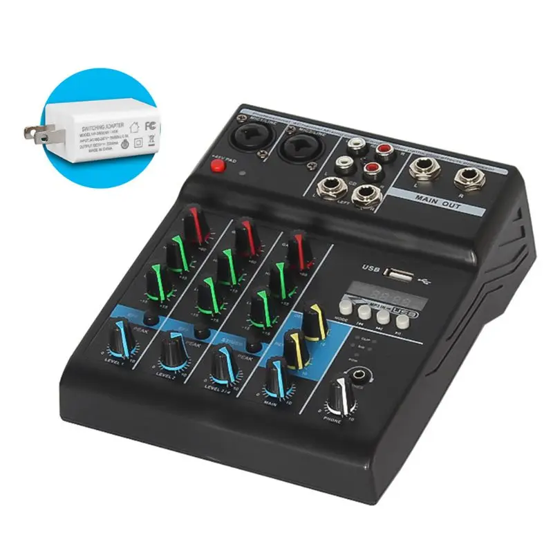 

2022 New Professional Mixer 4 Channels Bluetooth Sound Mixing Console for Karaoke