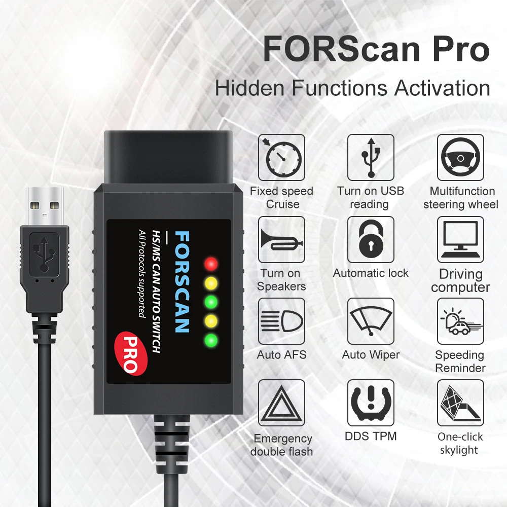 FORScan ELM327 V1.5 USB for Ford Coding OBD2 Scanner Adapter Car Diagnostic Tool HS/ MS CAN Auto Switch F150 F250 F350 F450