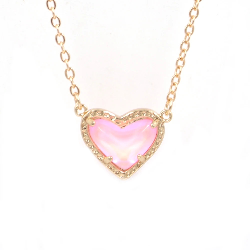 New Valentines Gift Candy Color Claw Small Heart Cute 3D Glass Mini Love Pendants Necklaces Women