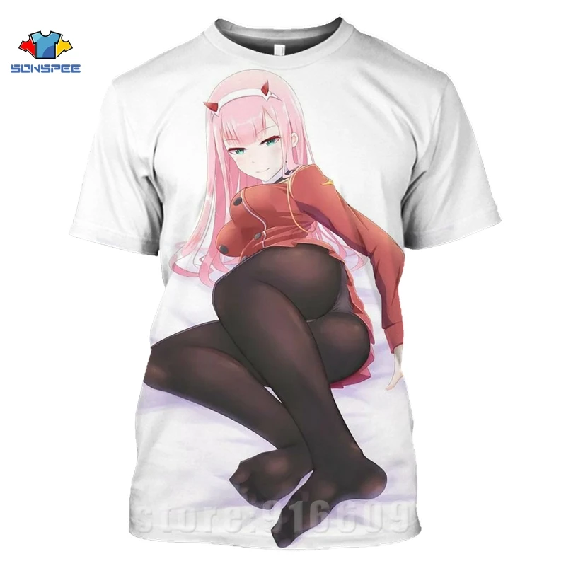 Funny Sexy Anime Gril Shirts 3D Harajuku Print Men Women Tshirts Fashion T-shirt Kids DARLING In The FRANXX Zero Homme Tshirt