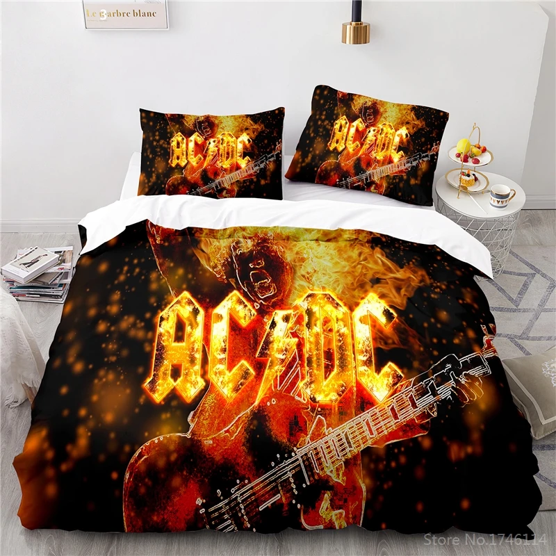 AC DC Rock Band 3D Print Bedding Set Soft Duvet Cover Set Quilt Cover Pillowcase Set Home Textile Bedclothes for Kids Adult Boys