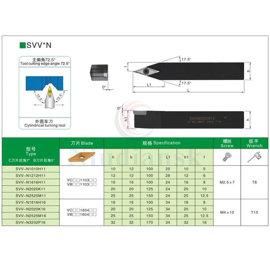 Инструмент для наружной обточки SVVBN1010 1212, SVVBN1616H11, SVVBN2020K11, SVVBN2525M11, оправки, 10 шт., VBGT1103 поворотные твердосплавные вставки, набор инструментов