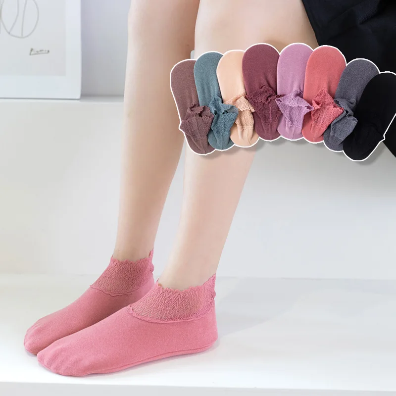 

Autumn And Winter Warm Invisible Socks Female Heel Patch Silicone Anti Falling Chiffon Velvet Socks Lace Boat Socks