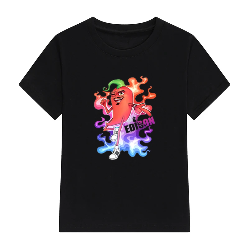 Children's 100% Cotton T Shirts Merch Edison Perec Chilli Hot Casual Family Clothing Set Boy's Girl's Fashion Pepper Print Tops