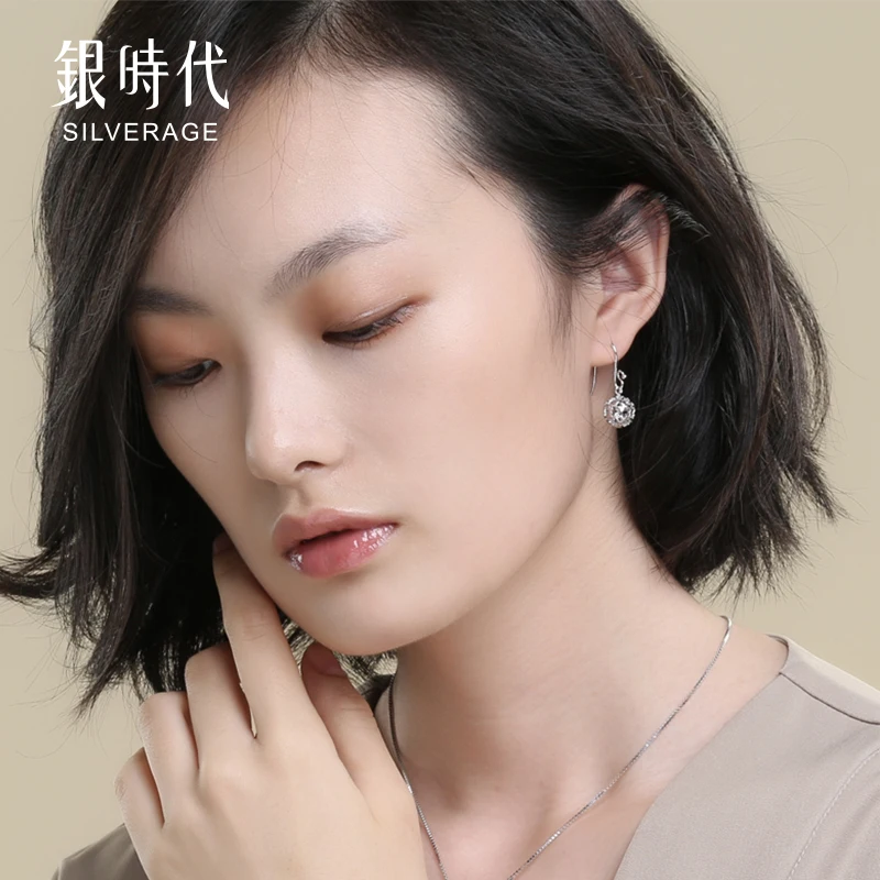 SA SILVERAG Birthday Gift Female Earrings Butterfly Sterling for Women Twin Flower Hollow S925 Sterling Silver Eardrop Female