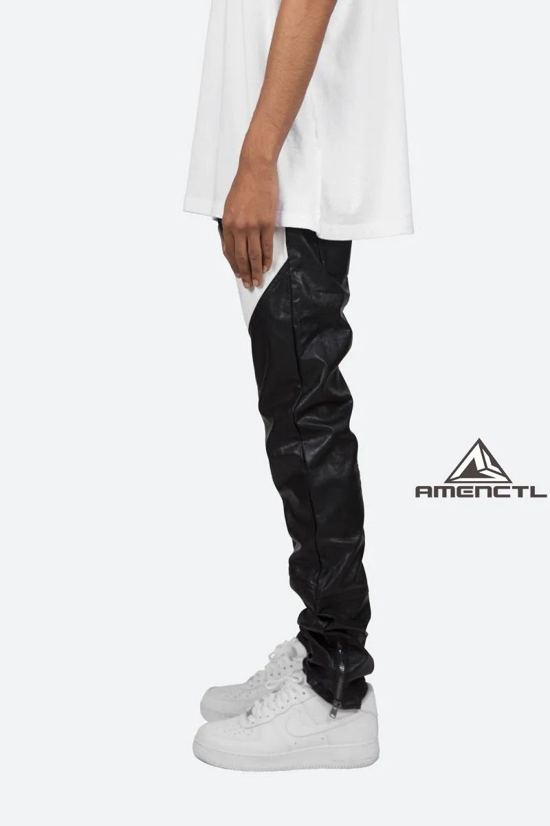 27-46 New 2025 Men\'s Clothing Fashion Singer Black and White Color Matching Casual Leather Pants Plus Size Costumes
