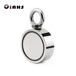 D60 D75mm Neodymium magnet super powerful hole Double-sided salvage fishing magnet  Circular Ring hook permanent holder Steel