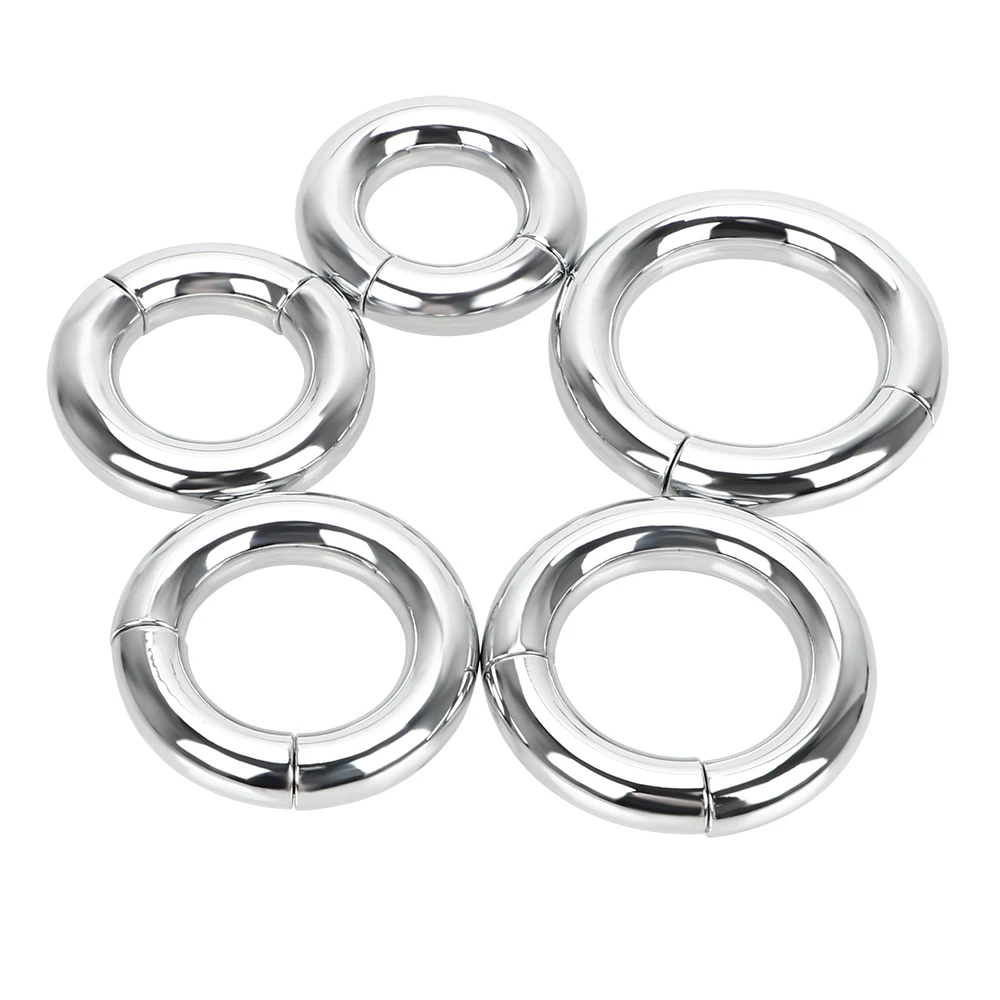 OLO Delay Ejaculation Penis Ring Heavy Duty Male Magnetic Ball Scrotum Stretcher 5 size Metal Cock Lock Ring Sex Toys for Men