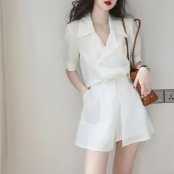 Oversized Women's Suits Short Sleeve Blazer Suits Fried Street Jacket Shorts 2 Piece Short Set With Jacket Women Summer 2025 New
