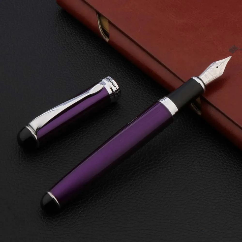 Brand New X750 Metal Fountain Pen Purple Silver Elegante Signature Bending Calligraphy Stationery Office School Supplies