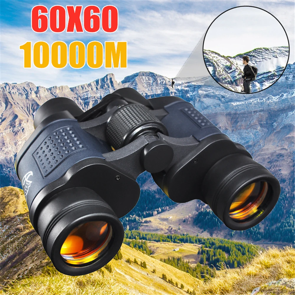 High Quality 10x Binocular Night Vision Telescope Optical Powerful Telescope 60x60 High Definition 10000m For Camping Hiking