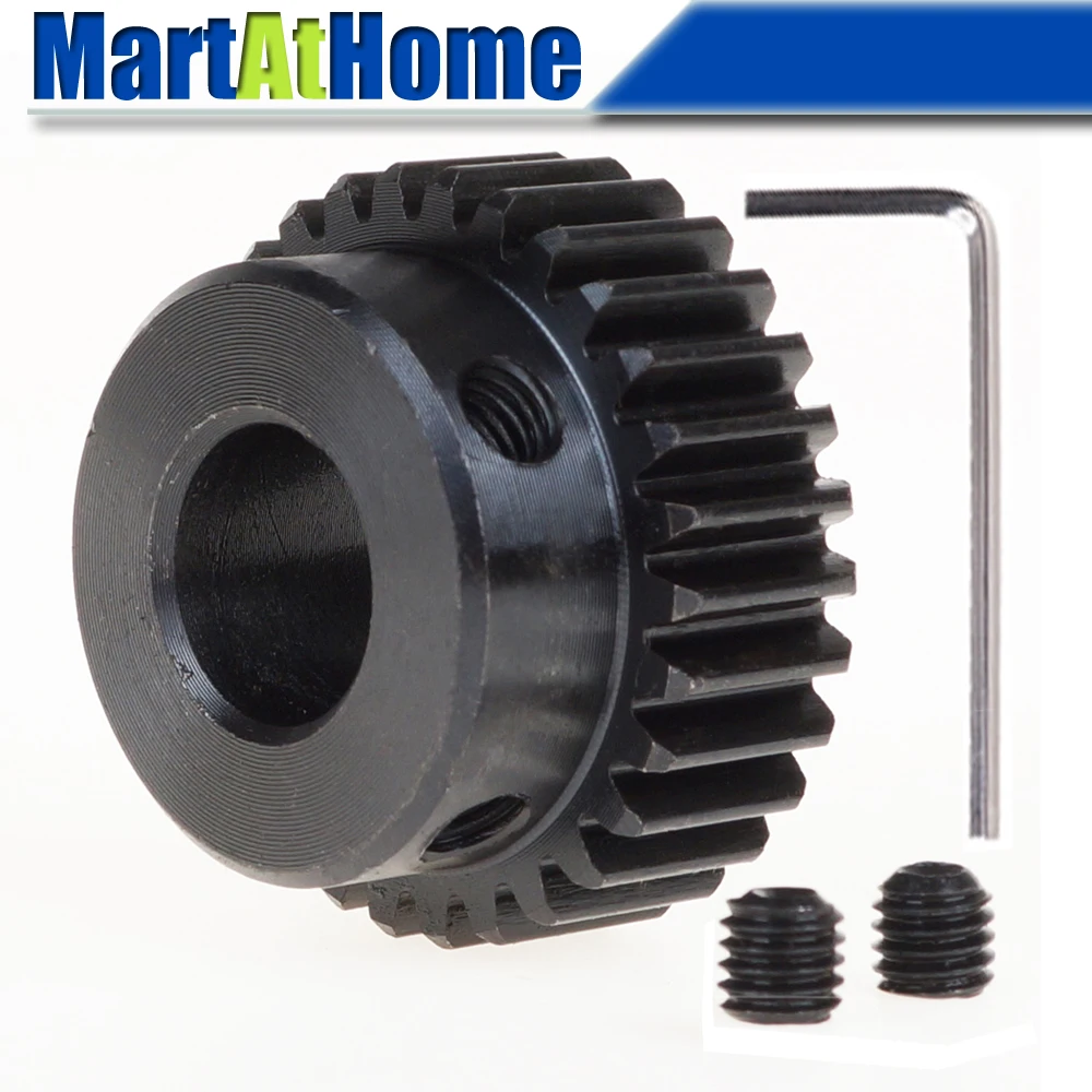 

3 PCS Spur Gear Rack Pinion 12-25 Teeth M1 Bore Dia. 4/5/6/6.35/7/8 mm Straight Teeth Positive 45# Steel with Boss