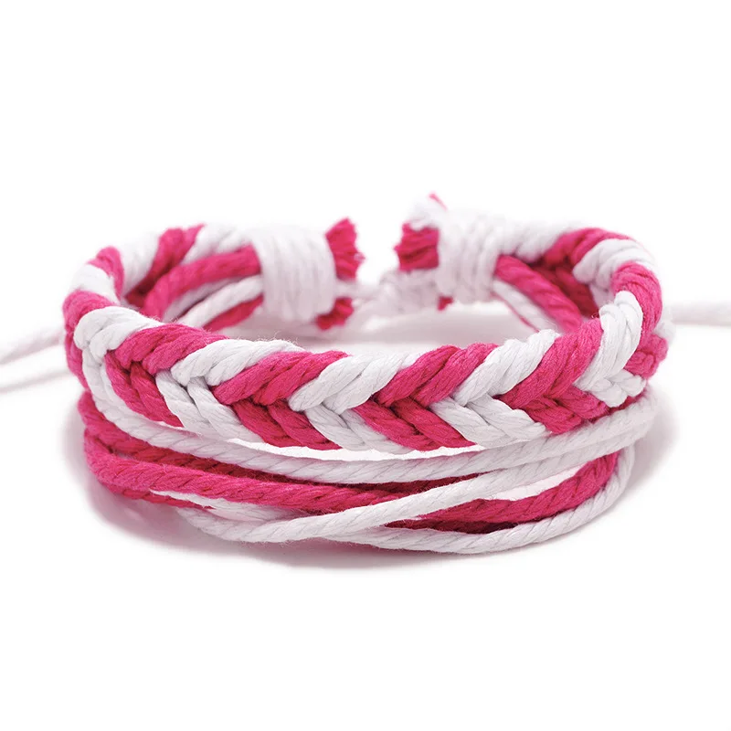 14 Styles Boho Handmade Multi-layer Cotton Rope Bracelet Neutral Adjustable Outdoor Survival Bracelet Birthday Party Jewelry