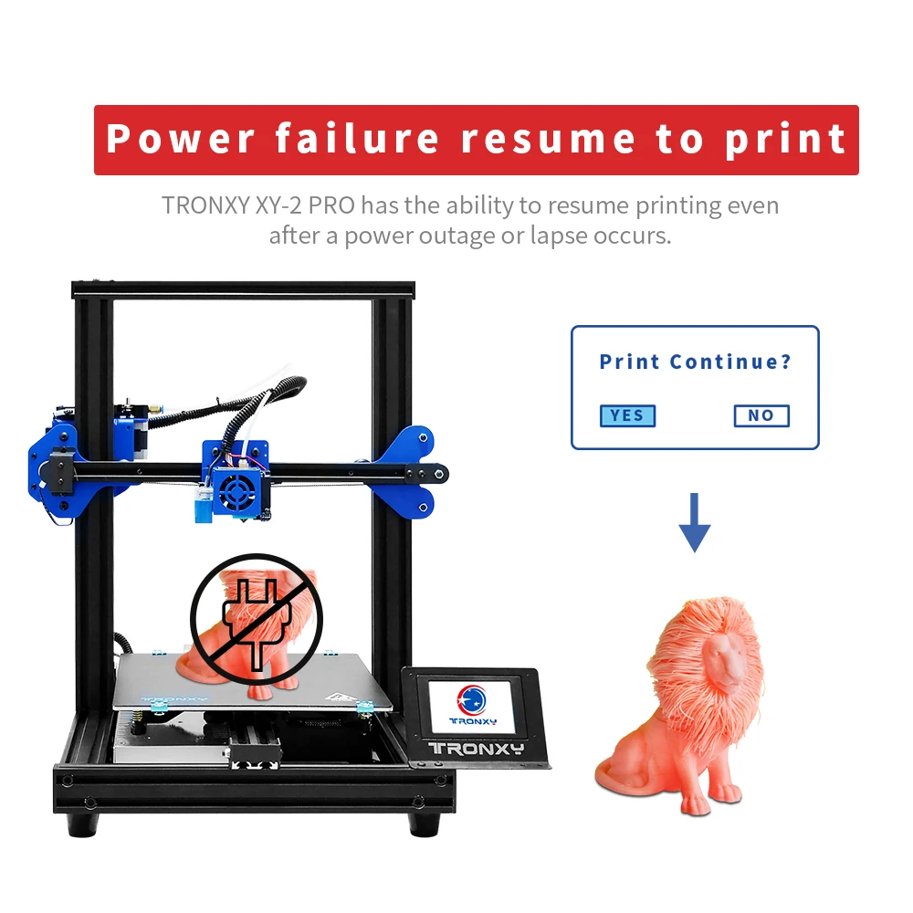 Imagem -04 - Tronxy 3d Impressora Xy2 Pro com Filamento Pla Impressora Drucker Construir Placa 255*255 mm Rápido Montar a Alta Precisão para Iniciantes