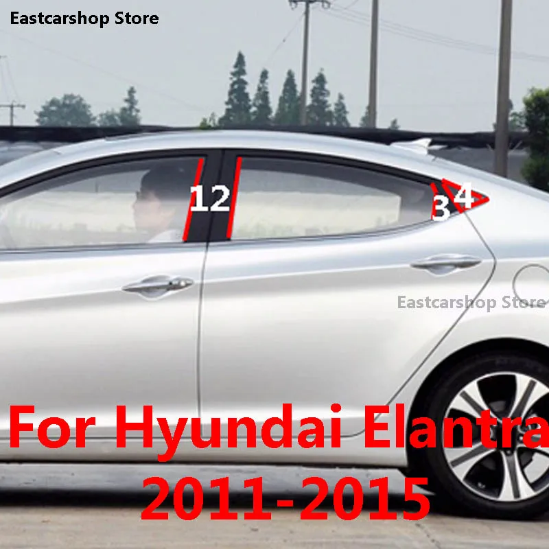 

For Hyundai Elantra MD UD 2015 2014 2013 Car B C Pillar Middle Central Column PC Window Decoration Strip Sticker Cover 2012 2011