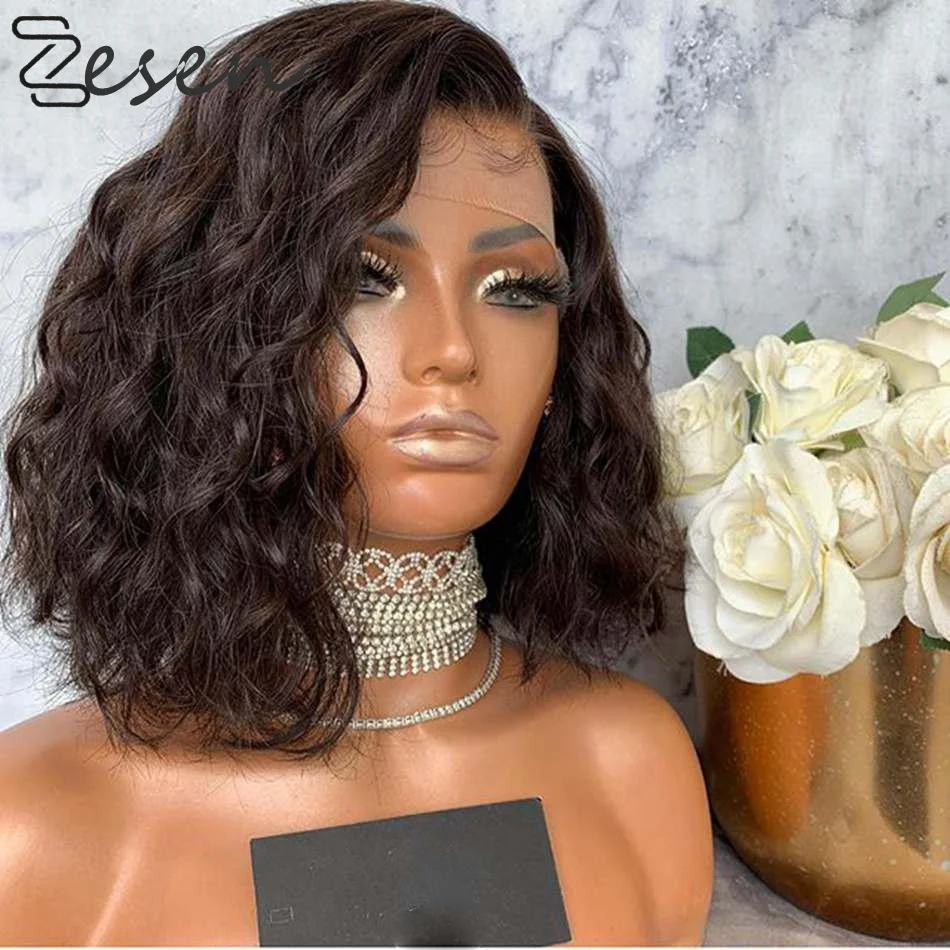 Synthetic 180% Lace Front Wigs 13*4 Curly Black Short Bob Wig for Women Heat Fiber Hair Realistic Daily Wear Wig with Baby Hair