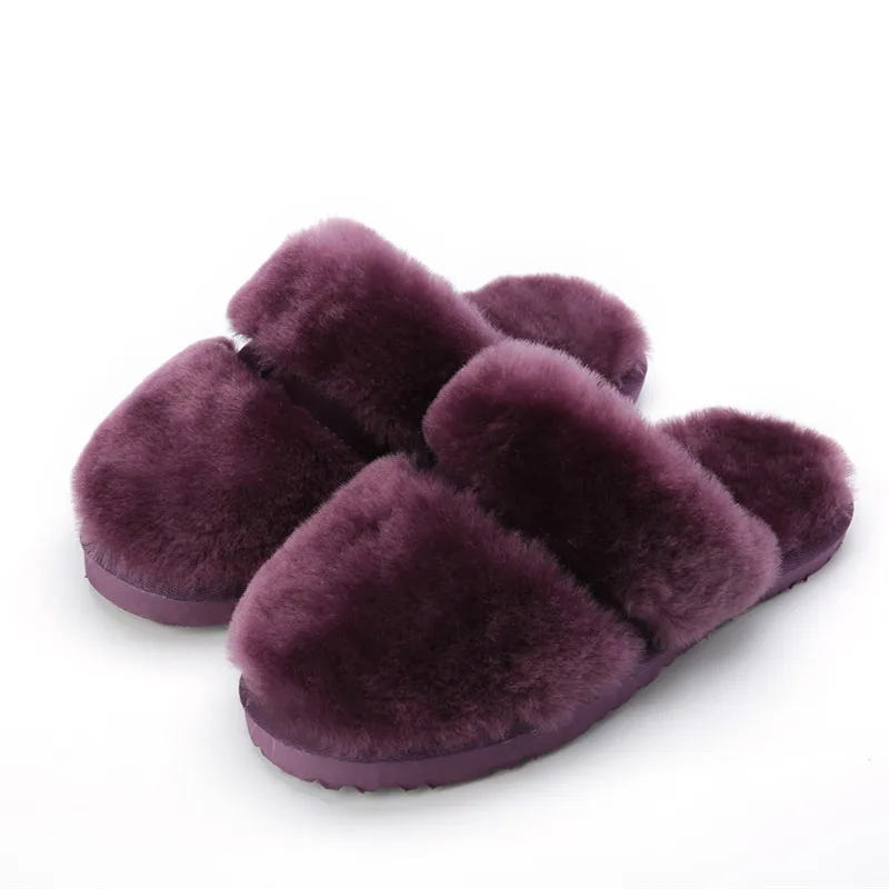 Women Slippers Natural Sheepskin Home Slippers Winter Women Indoor Slippers Fur Slippers Wool Flip Flops Slipper Lady Home Shoes