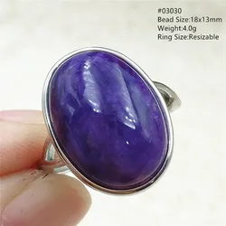 Natural Purple Charoite Adjustable Ring Woman Russia Beads Oval Gift Charoite Fashion 925 Sterling Silver Jewelry AAAA