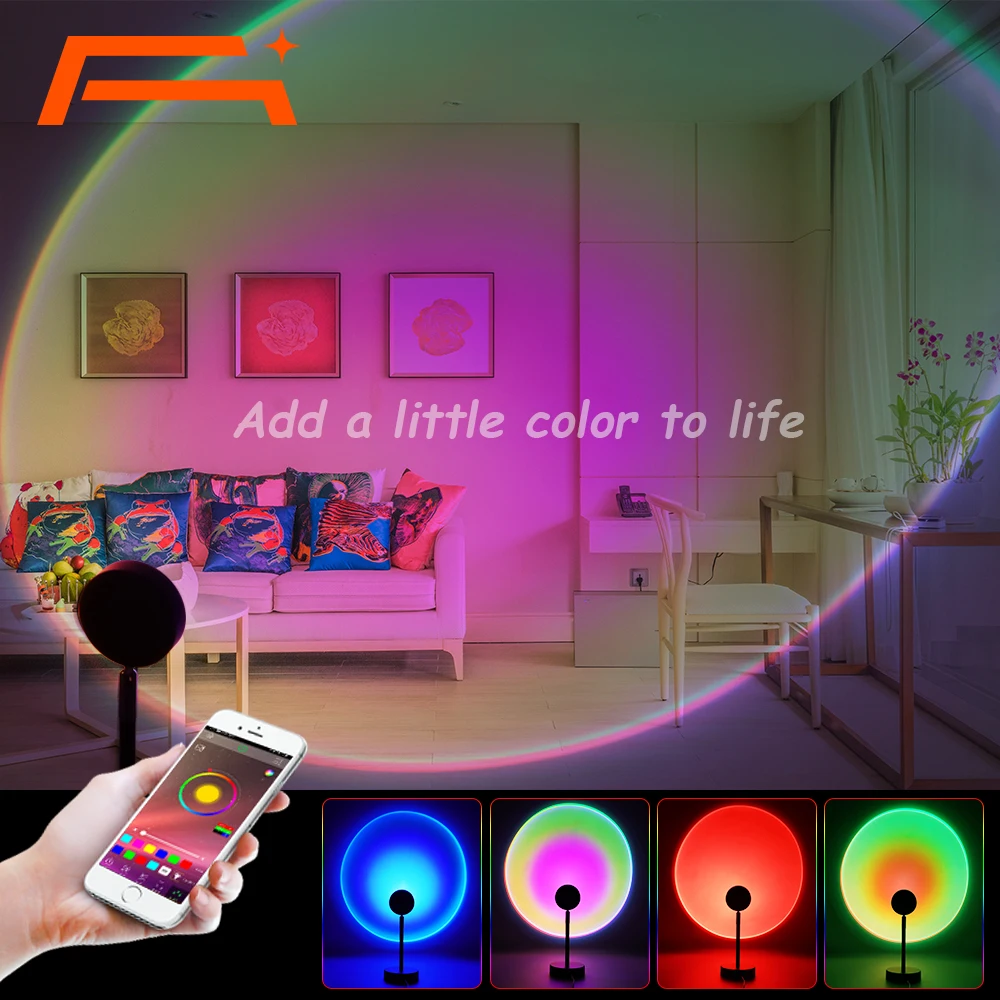 Sunset Projection Lamp,USB Port 180° Rotation LED Projector Lamp,For Bedroom  Selfie Atmosphere Creation