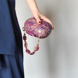 2020 fashion womens  design magic color  acrylic evening bag  round clutch bag  with handle