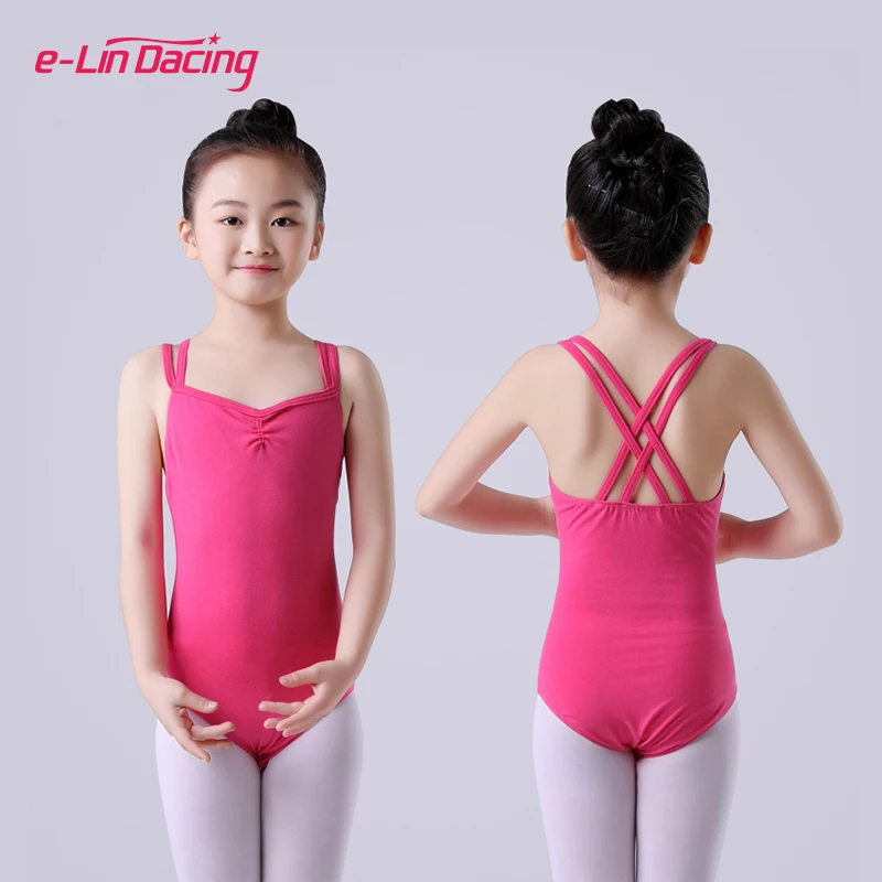 Children Double Strap Camisole Ballet Leotards Sleeveless Gymnastics Bodysuit Sling Dance Practice Costume Girls Dancing Wear