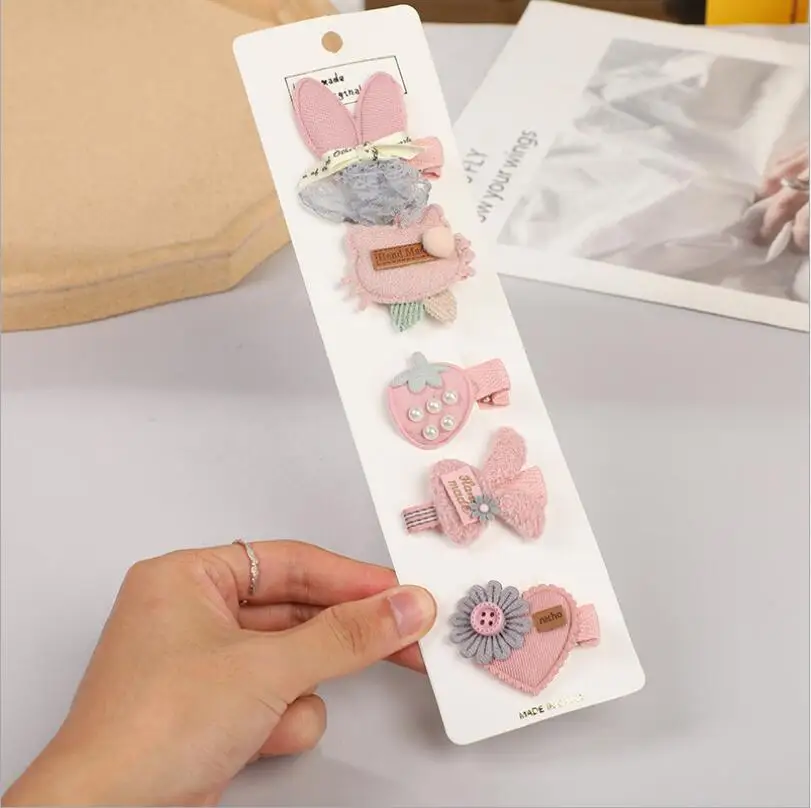 

5pcs New Cute Flower Hairpin Kids Girls Hair Clips Bows Barrette Accessories for Children Hairclip Headdress Hairgrips T1457