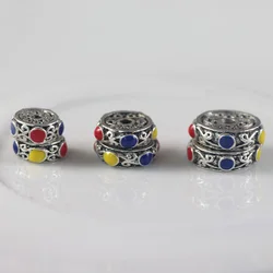 10pcs/lot Vintage Handmade Nepal Charm Metal Beads 8mm 10mm 12mm Flat Round Decoration Loose Spacer Beads DIY Jewelry Findings