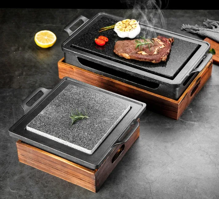 Minibarbecue grill table BBQ rock barbecue pan teppanyaki korean food western restaurant steakplate high temperature slate bbq p