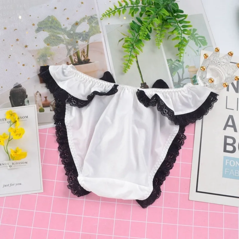 Japanese Style Sexy Lace Women Cute Lovely Cosplay Academy Lolita Milk Silk Panties Low Waist Bow Elasticity Underwear Breifs