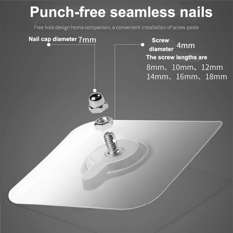10Pcs Wall Hanging Seamless Nails Screw Stickers Punch-Free Wall Hooks for Photo Frame Painting Clock Non-Trace Adhesive Nails