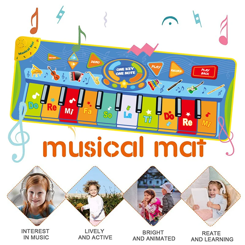 DataFrog Dance Gaming Mat For Kids Music Piano 10 Musical Keys Non-Slip Dancing Mat Pad Multi-Function Music Dance Mat