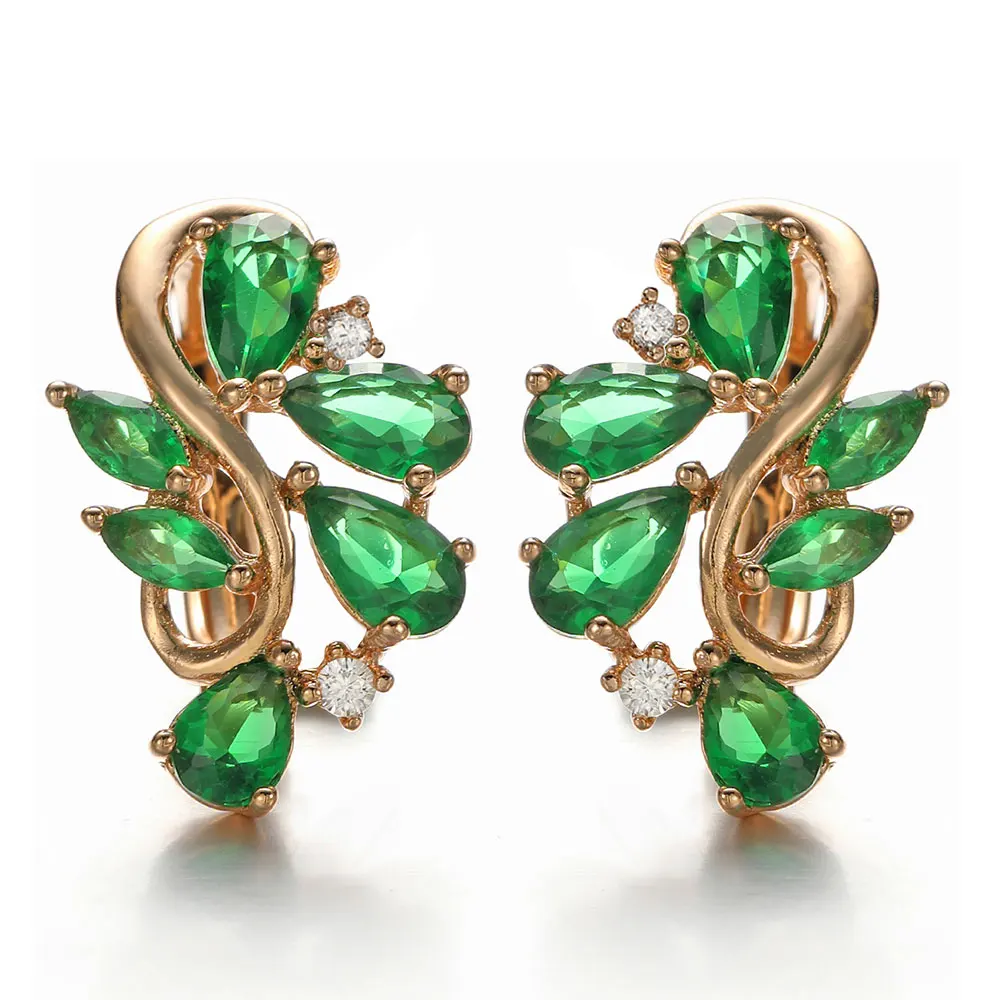 Hanreshe Rose Gold Color Earring Crystal Earring Red AAA Cubic Zirconia Stud Earring Womens Girl Cute Romantic Wedding Jewelry