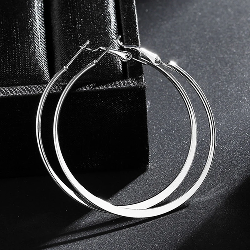 BLIJERY Trendy Oversize Hoop Earrings Geometric Flat Big Circle Earrings for Women Brincos Punk Jewelry Gift Boucles d'oreilles