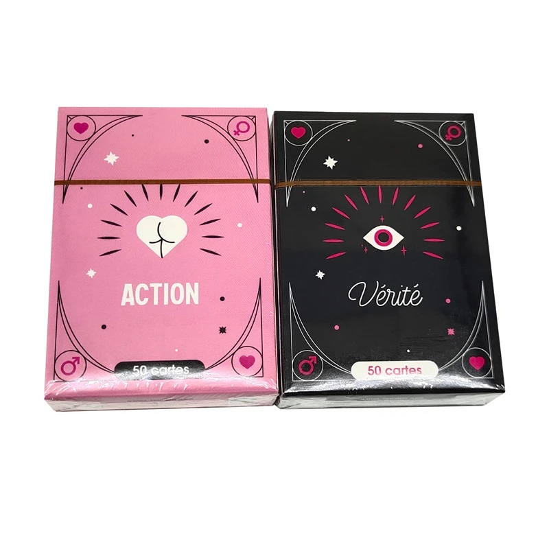 Truth Or Dare-Juego de cartas de acción Ou Verite para adultos, juego de cartas de doble cubierta, idioma francés en blíster para parejas o amantes