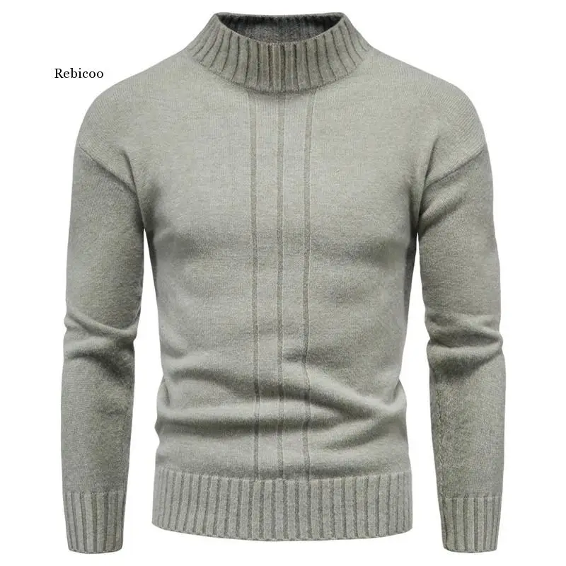 

Spring/fall Men's Sweater Pullover Semi Turtleneck Sweater Top Men Clothing Fashion Black Sweater