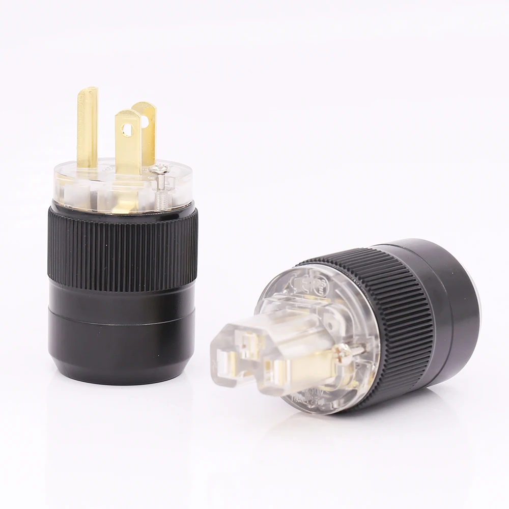 High quality Gold Plated transparent US AC Power Plug hifi IEC Female Connector DIY Power cable