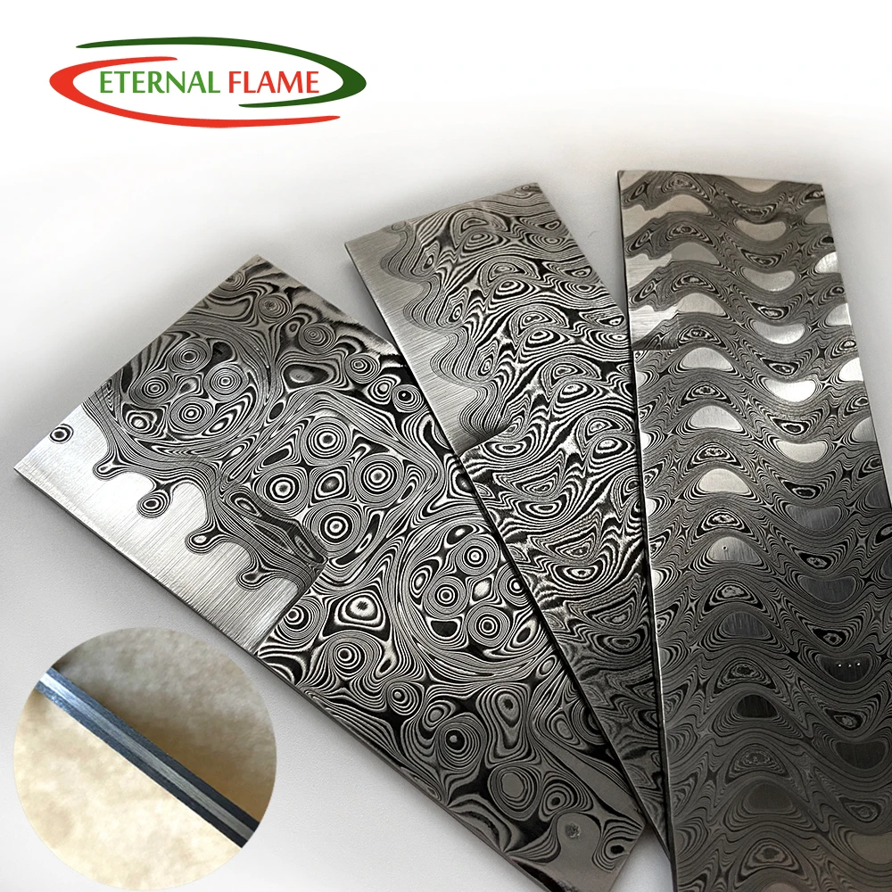 Damascus Steel Plate Powder Sandwich XHP Billet Knife Making Blade Blank DIY Exquisite Has Been Heat Treatment