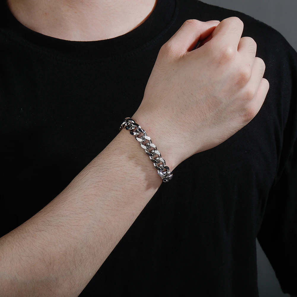 TOPGRILLZ 2021 New 10/12mm Spring Clasp Cuban Bracelet Hip Hop Mens Bracelet High Quality Fashion Jewelry Party Gift