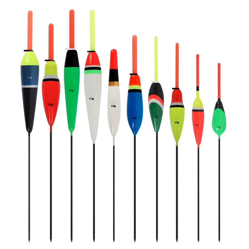 Topline Tackle 10PCS Fishing Float Mix Size 2g-6g Multi-Poision Fishing Floats Luminous Buoy Bobber Stick Fish Tackle