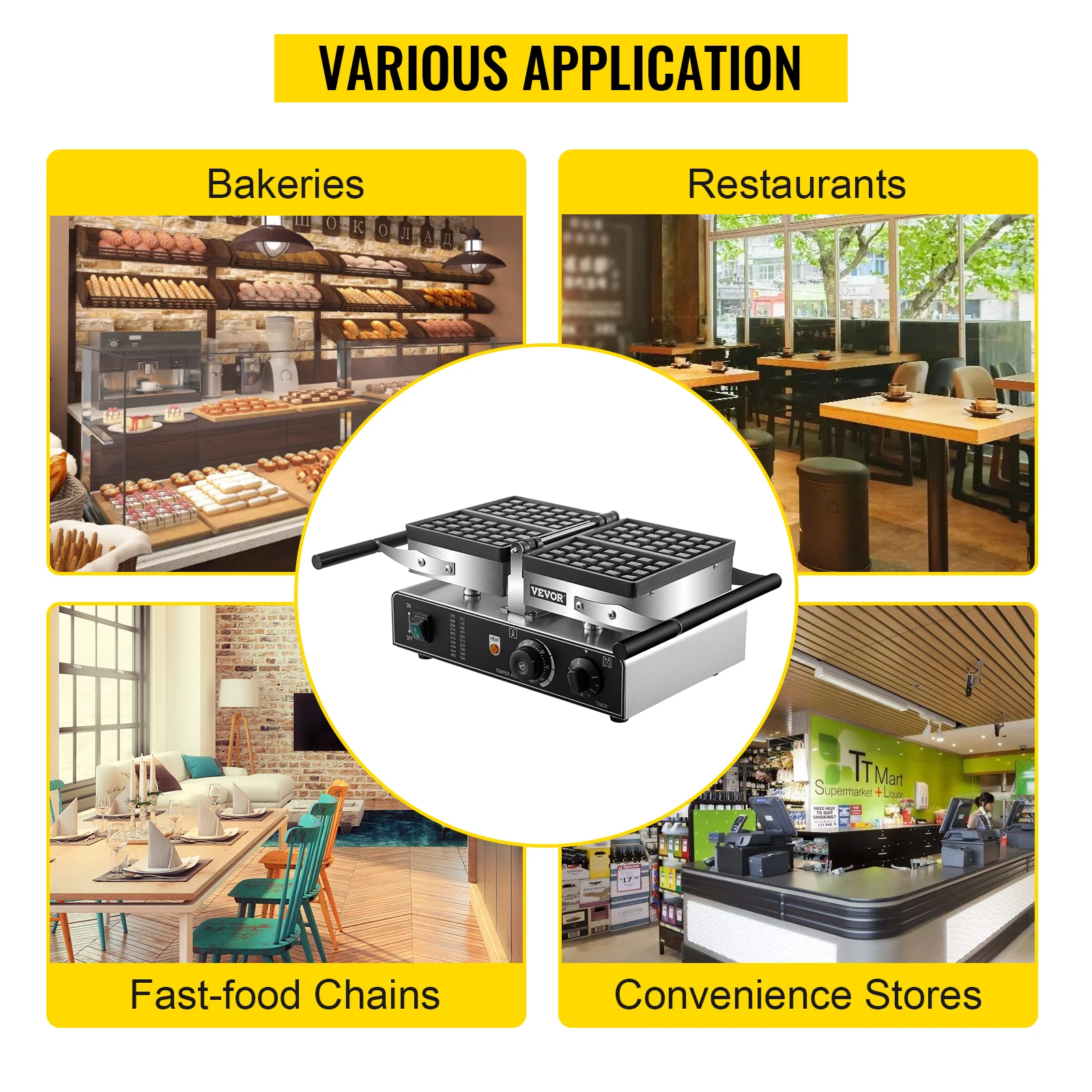 VEVOR-직사각형 전기 와플 메이커, 계란 와플 메이커, 가역 팬, 고프레라 토스터, 주방 가전