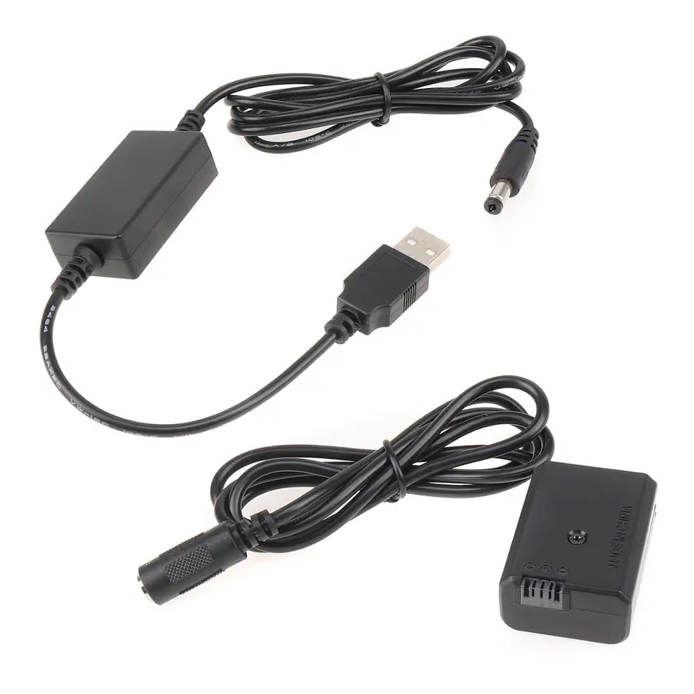 NP-FW50 더미 배터리 DC 커플러 USB 케이블, 소니 A7 A7R A7S A7M A7II A6500 A5100 NEX5 DSC-RX10, 5V 2A