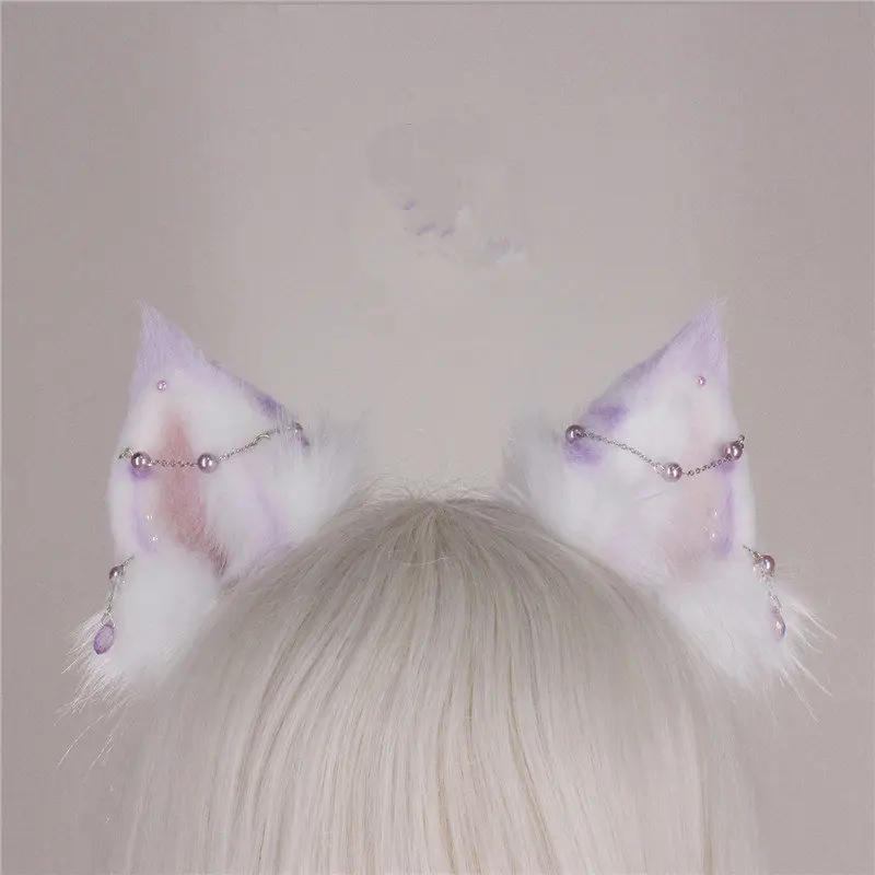 

Handmade Work Sweet Candy Color Lovely Cat Ears Hairhoop Headwear For Halloween Game Party