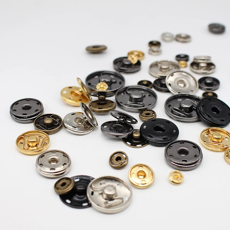 50 Pairs Snap Metal Press Buttons Fastener 7.5/10/15/21/25/30mm Round Button DIY Garment Buckles Needlework Sewing Accessories