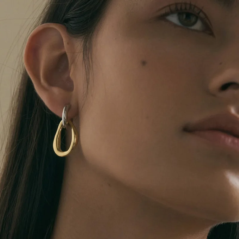 kshmir Korean Retro Detachable Earrings Gold Silver Color Geometric irregular Round Drop Earrings for Women Girls Jewelry