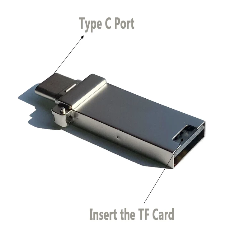 SR Metal Matt Portable TF Card Reader TYPE-C Micro USB 3.1 Adapter Anti-Lost Chain for PC Tablet Laptop Accessories Computer