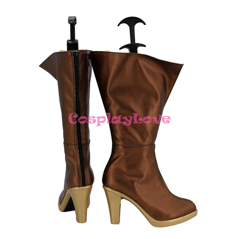 CosplayLove  LOL Game Battle Academia Lux Prestige Edition Skin Golden Brown Coslay Shoes Long Boots Leather Custom Made